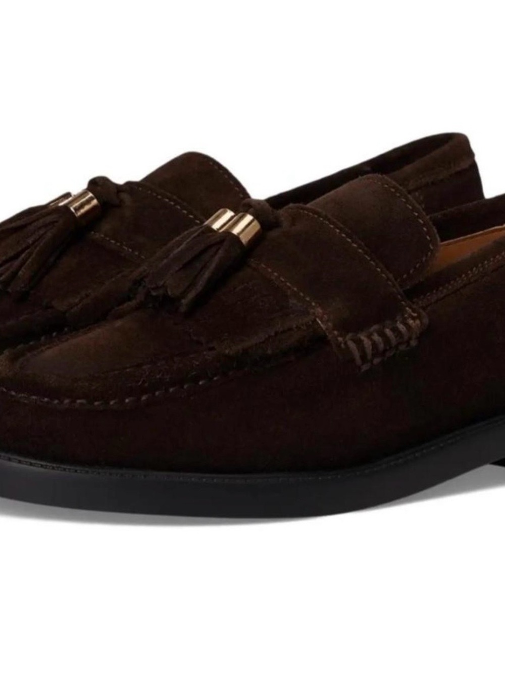 Steve Madden Radcliffe Dark Brown Suede Gold Tassel Loafers